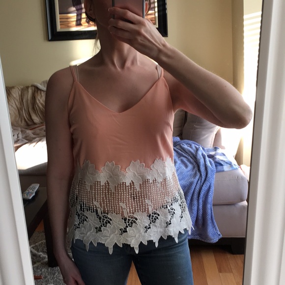 1 Left! Sleeveless Top With Sheer Lace detail - Picture 4 of 6